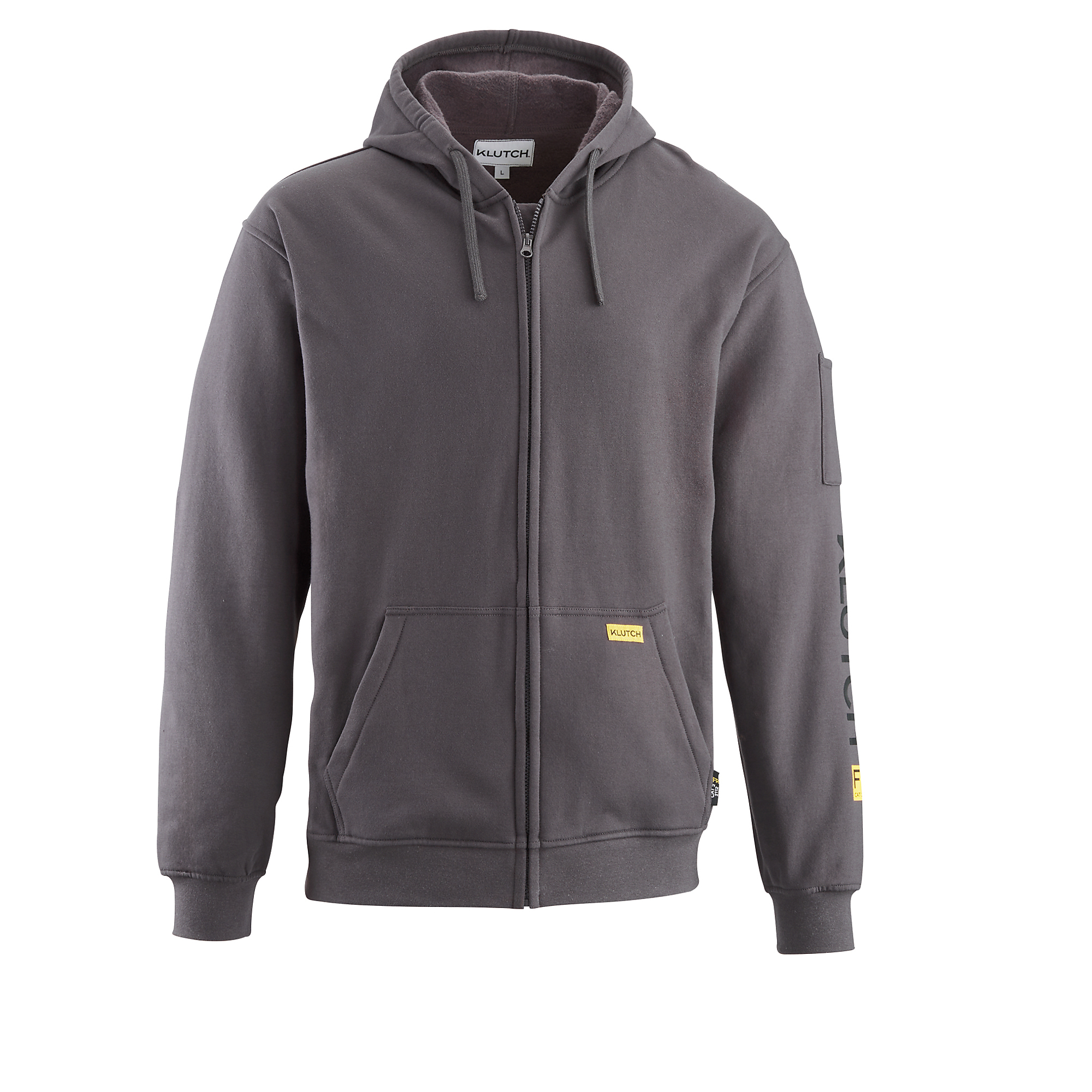 Klutch Flame-Resistant Zip-Up Hooded Sweatshirt, Charcoal Gray, Large